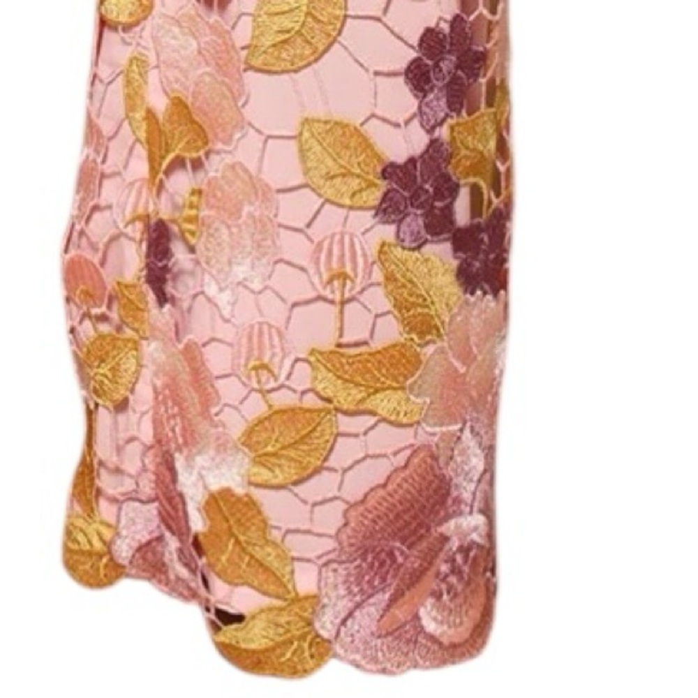 New Lucille Embroidered Boot Cut Wide Leg Floral Pant Size Large in Pink/Combo - Picture 4 of 8
